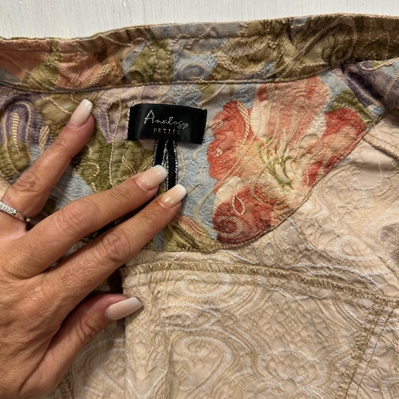 Analogy Petite Quilted Floral Jacket Women’s Fits Small Medium Button Front - Picture 7 of 9